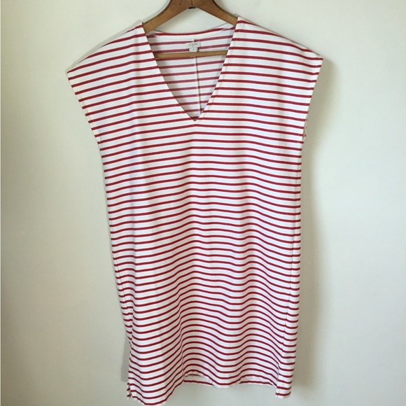 J. Crew Red and White Striped Swim/Dress Coverup - Picture 1 of 4